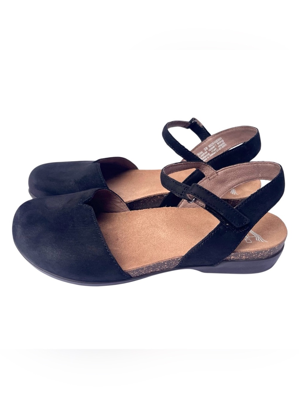Dansko Rowan Black Suede Nubuck Mary Jane Slingback Comfort Shoes Clog 38 7.5 8